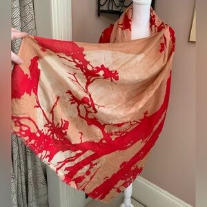 Beck Sondergaard silk and wool Red Floral Print Wrap Scarf